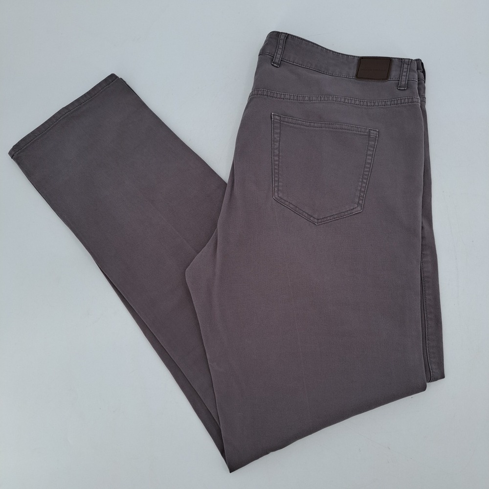 Peter Millar 5-Pocket Pants Mens 38x34 Cotton Stretch Grey Purple Straight Leg